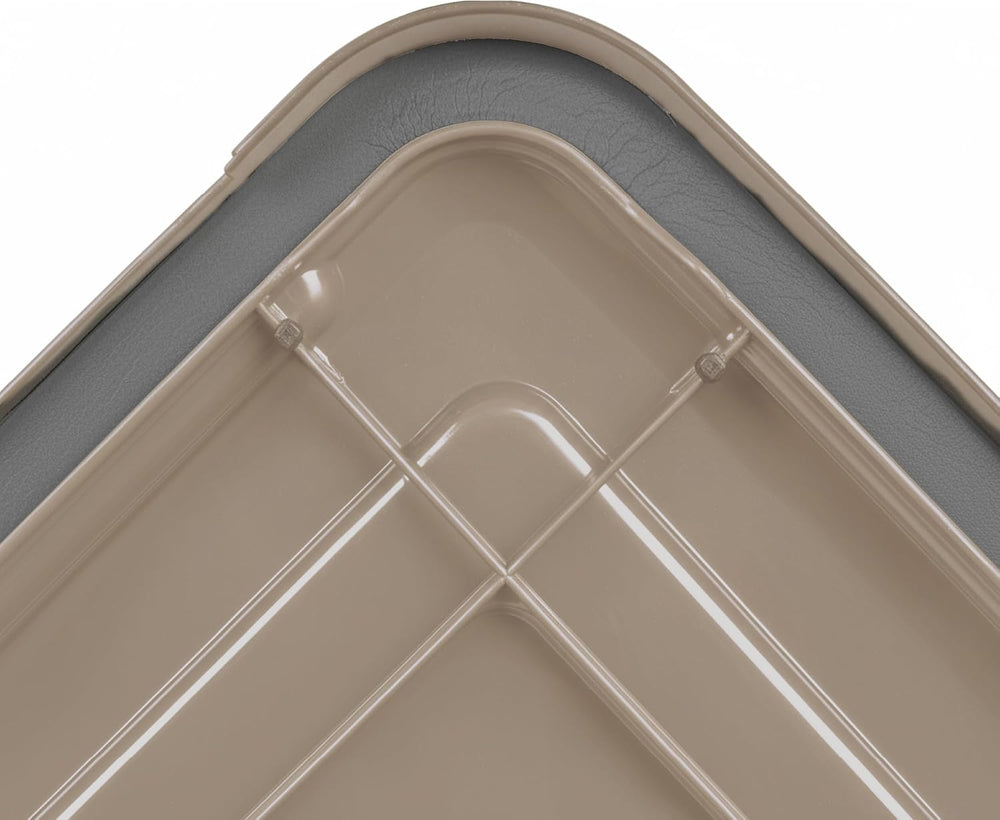 IRIS USA 4-Pack 63 Qt Storage Bins with Gasket Lids, Tan