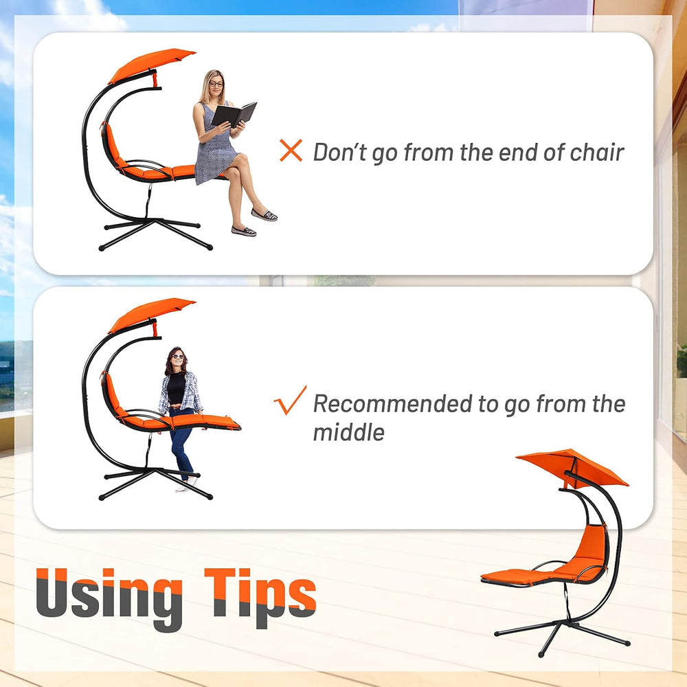 Giantex Outdoor Hanging Chaise Lounge Chair, Patio Hammock Chair with Removab...