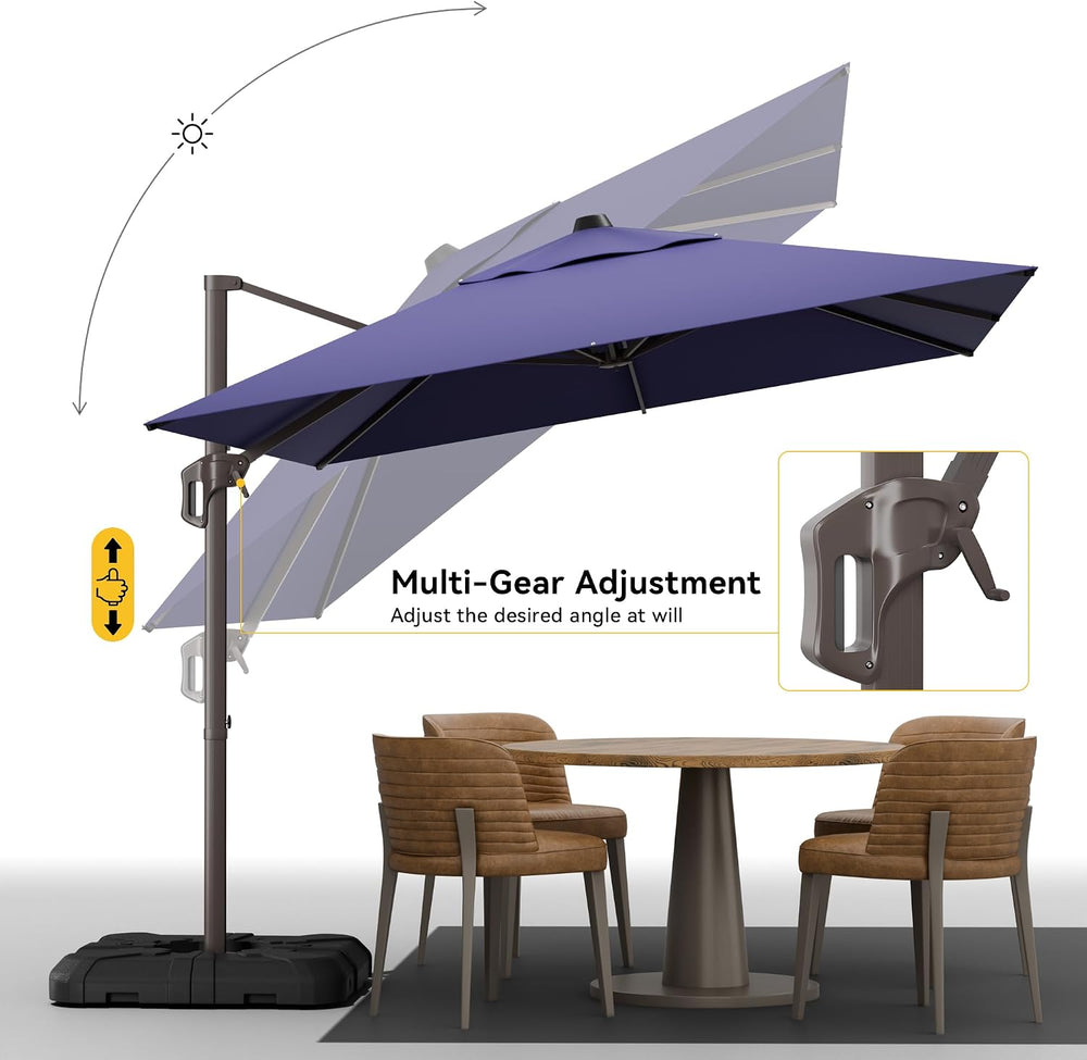 9x12 FT Cantilever Patio Umbrella, Large Rectangular Offset Outdoor Umbrella ...