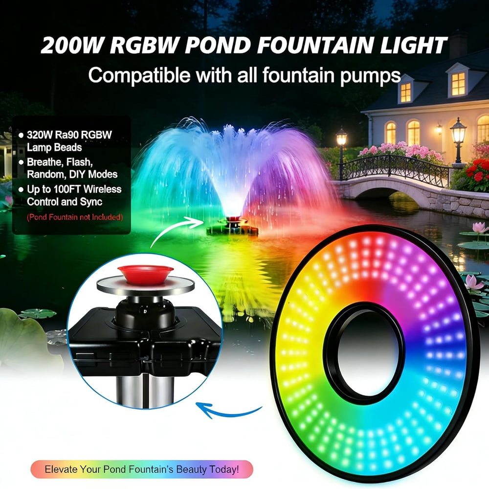 Pond Fountain Aerator,Pond Aerator,with Dynamic LED RGB Lighting Adjustable M...