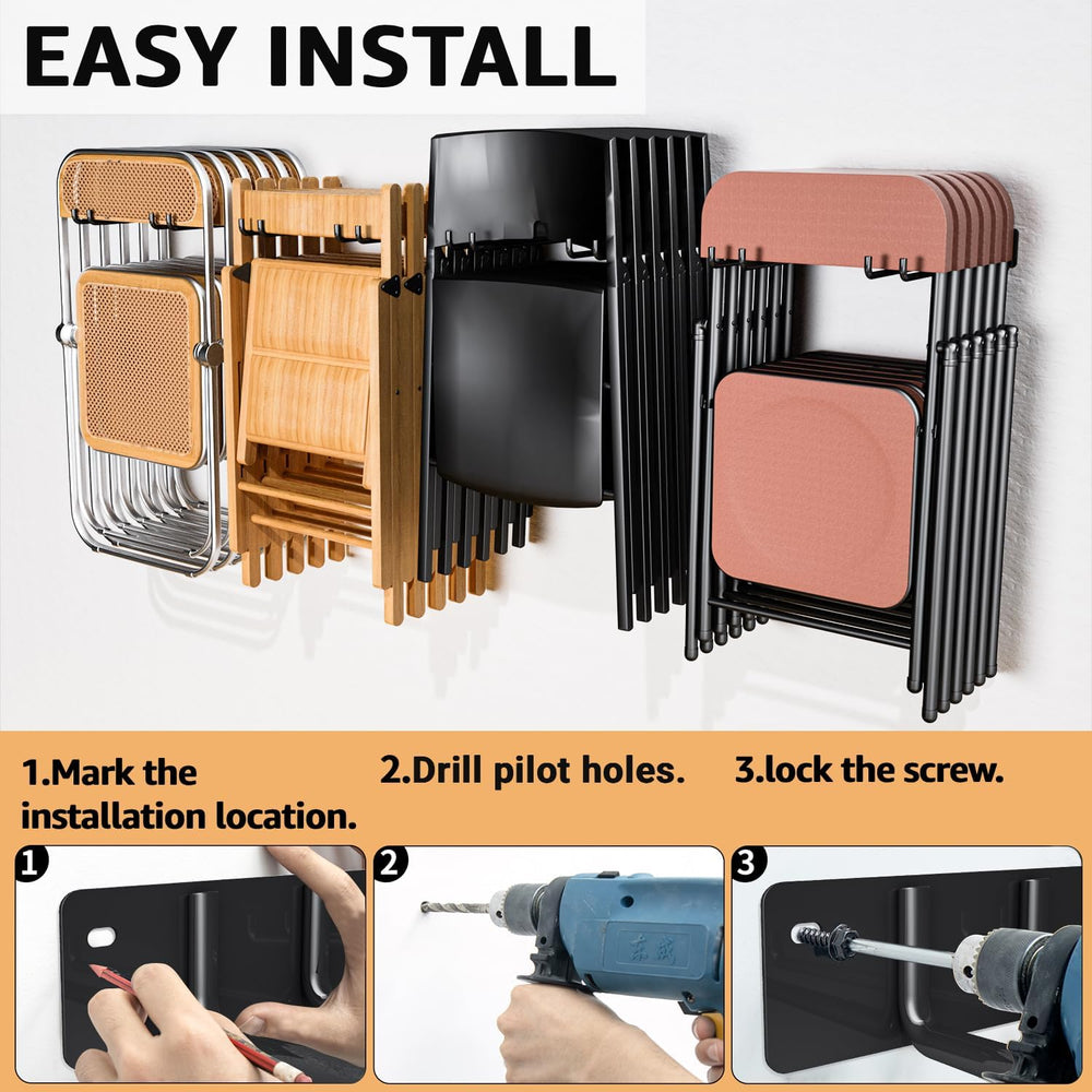 Folding Chair Storage Rack, Garden Tool & Foldable Chairs Organizer Hange...