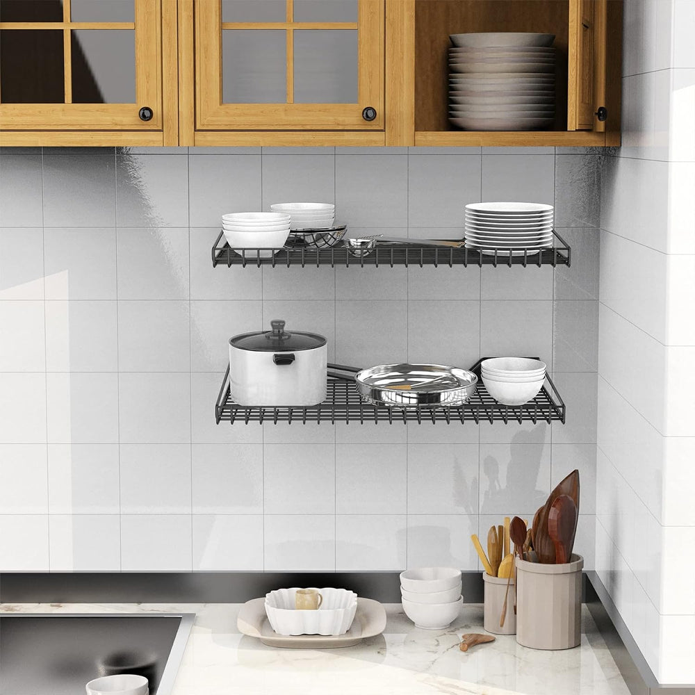WALMANN Garage Wall Shelf, 4 Mixed-Size Wall-Mounted Storage Shelves