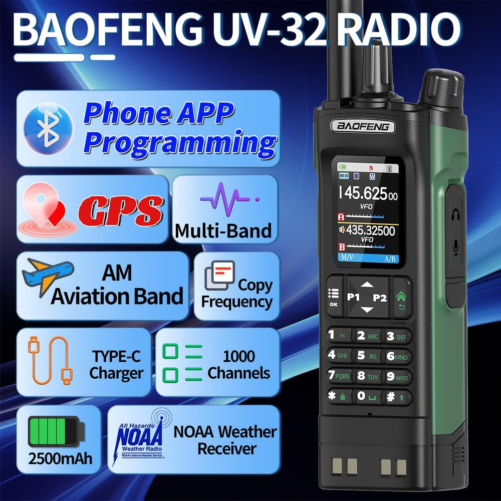 BAOFENG UV-32 Ham Radio Long Range Rechargeable Walkie Talkies UV32 5RM K5 10...