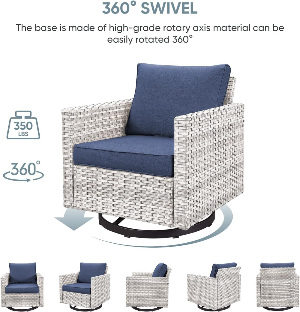Outdoor Swivel Rocking Chairs,360 Degree Patio Swivel Glider Chair Set of 2 w...