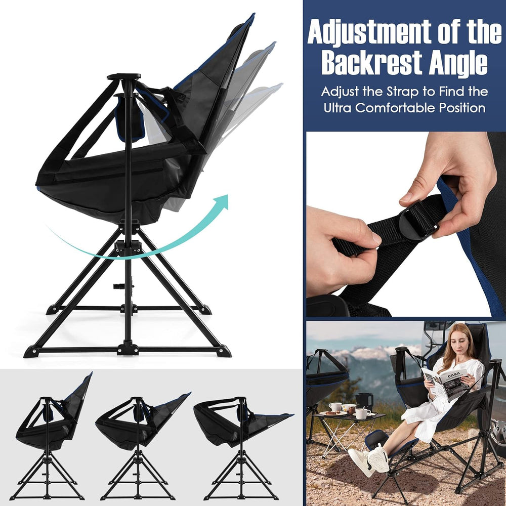 GIANTEX Outdoor Hammock Camping Chair - Rocking Chair with Removable Footrest...