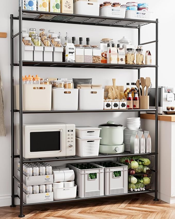 Storage Shelves - 5 Tier Shelf Organizer, Heavy Duty Garage Shelving Unit wit...