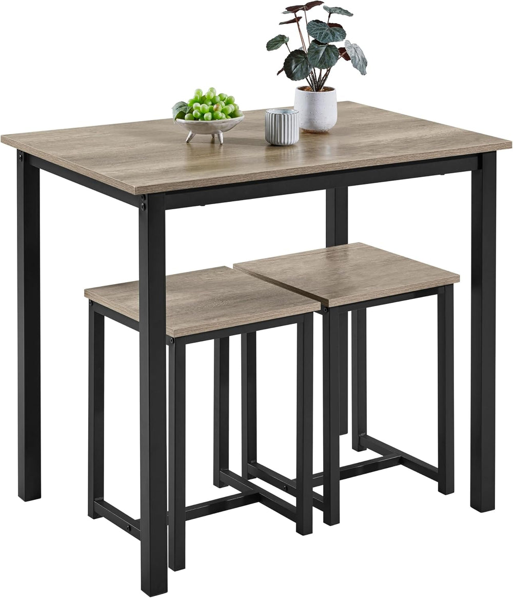 Yaheetech Small Table and Chairs, Space Saving Dining Table Set for 2, Gray