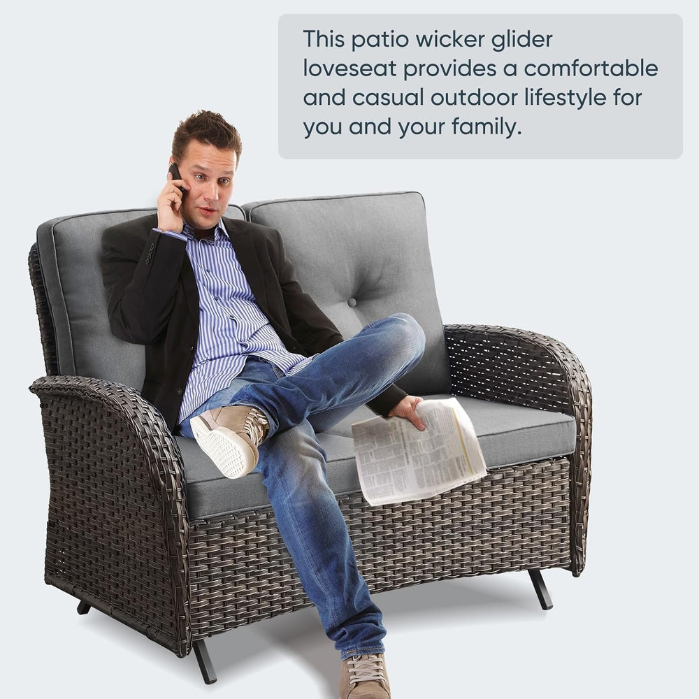 Belord Outdoor Glider Bench Patio Loveseat - 500 Lbs Weight Capacity 2 Seater...