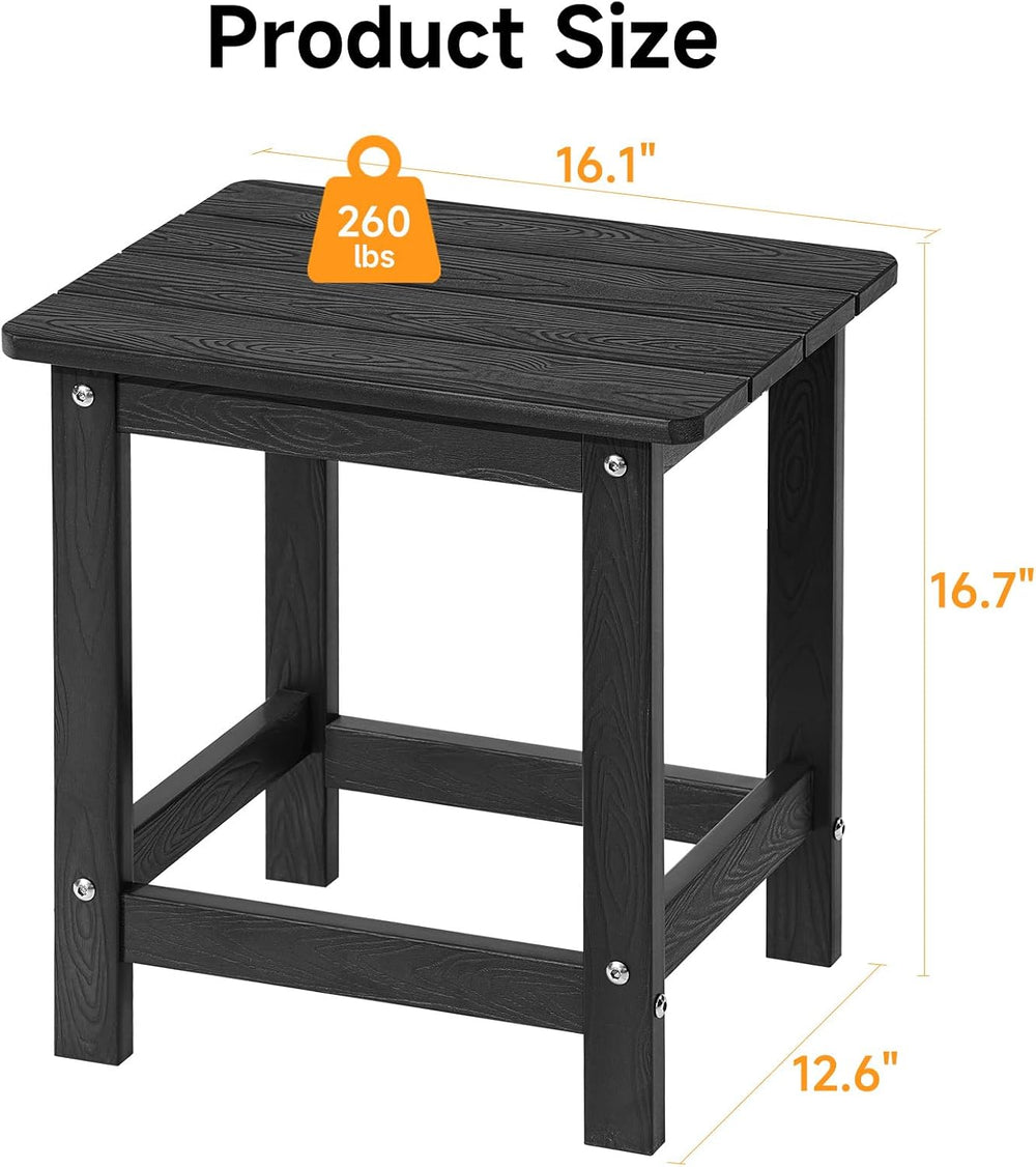ONBRILL Outdoor Side Table Set of 2, Adirondack Small End Table, Black