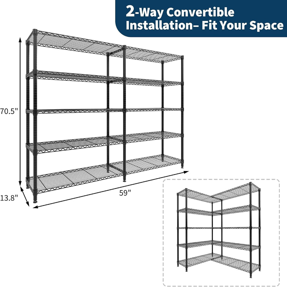 Garvee Metal Shelving 5 Tier, Wire Shelves for Garage, 1325LBS,59"Wx70.5...