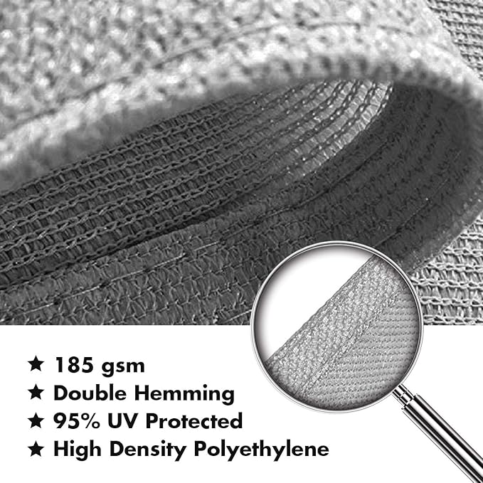 KANAGAWA Sun Shade Sail Curved 24'X24' Grey Rectangle Outdoor Shade C...