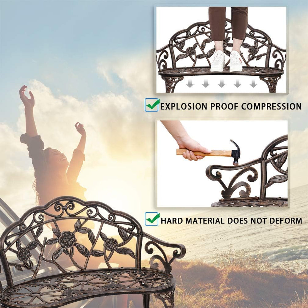 Dkeli Garden Bench Outdoor Bench Park Benches for Outdoors Metal Aluminum Por...