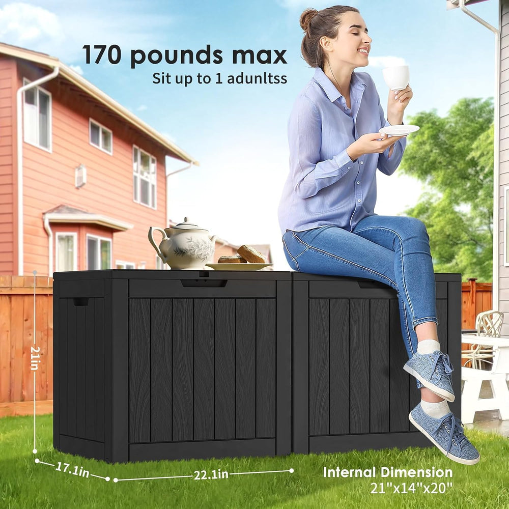 30 Gallon Deck Box, Waterproof Resin Outdoor Storage Box with Lockable Lid, P...