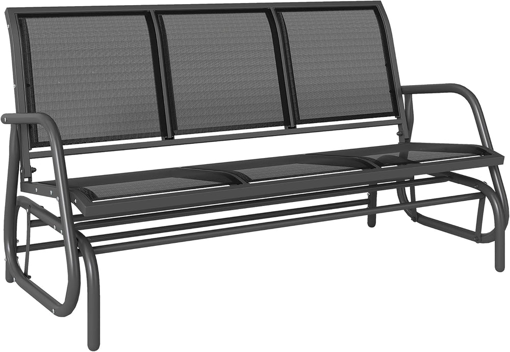Outsunny 3-Person Patio Glider Bench Outside 3 Seats, Black