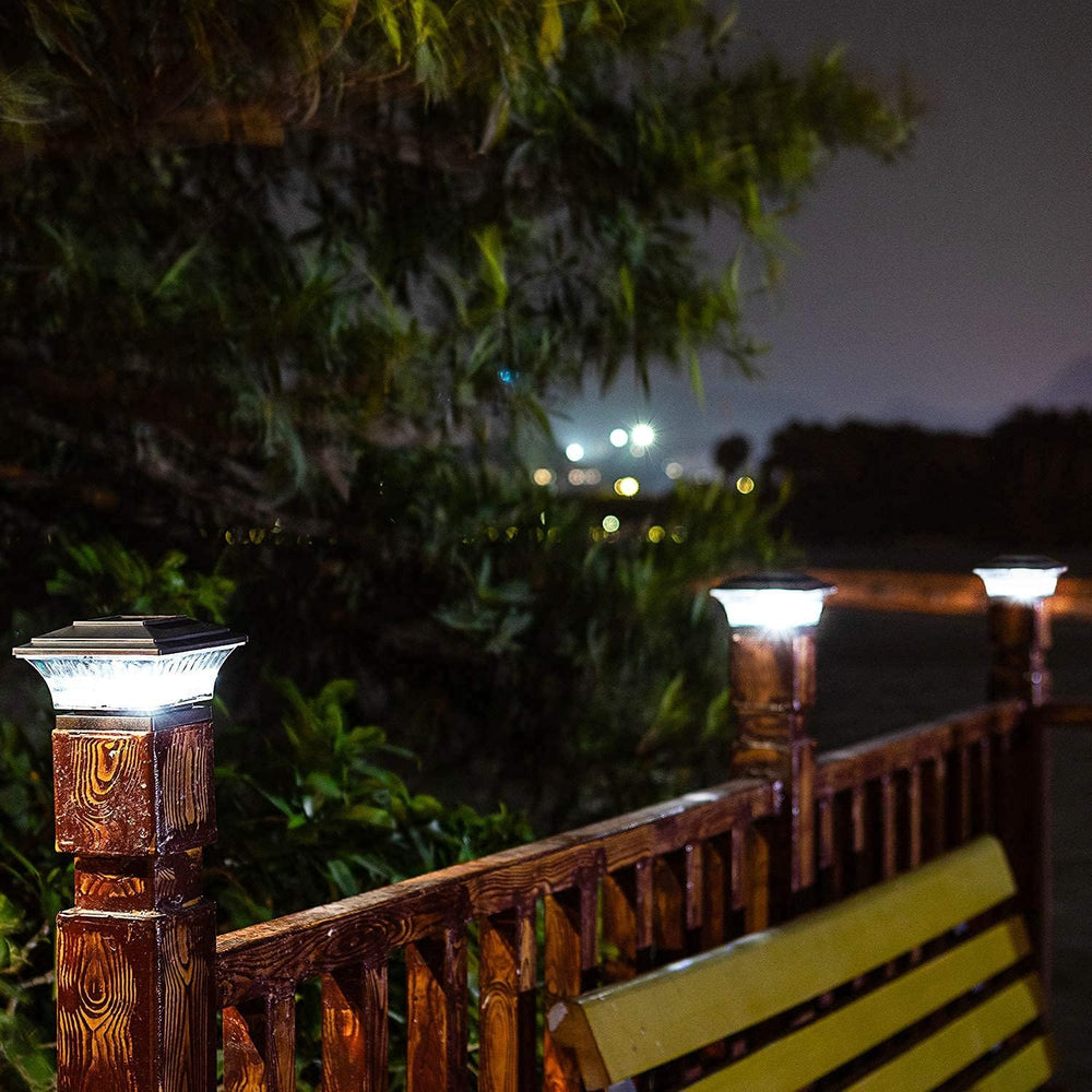 6PK Solar Post Cap Lights Outdoor Fence Cap Light for 4x4 Wooden Posts