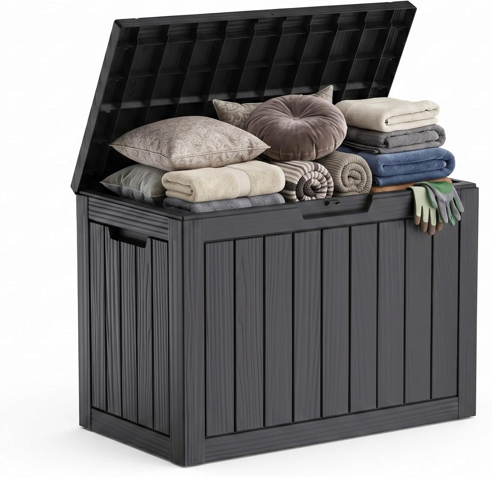 50 Gallon Outdoor & Indoor Deck Storage Box, Waterproof Lockable Patio St...