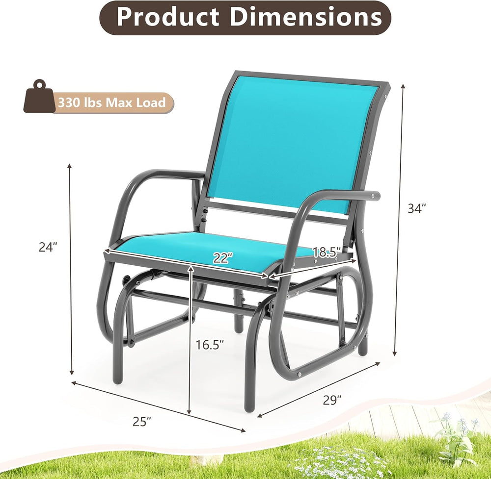 GIANTEX Outdoor Glider Chair, Patio Swing Chair w/Study Metal Frame