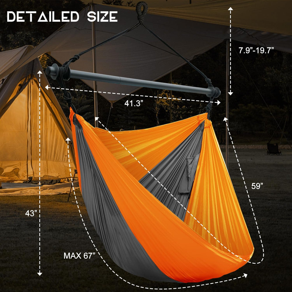 Hammock Chair Swing, Portable, Max 500lbs for Indoor/Outdoor (Orange, Gray)
