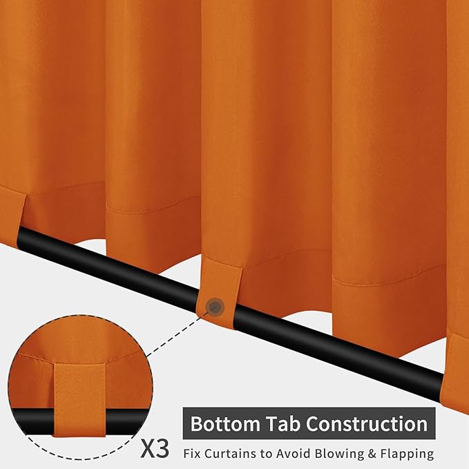 Easy-Going Outdoor Patio Curtains Detachable Tab Top Windproof Weatherproof C...