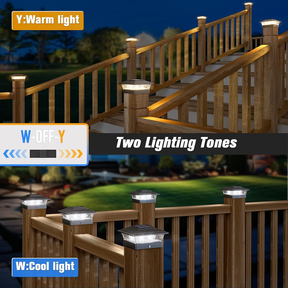 Solar Post Cap Lights Outdoor 12pack, Waterproof Fence Post Lights with 16 Ul...