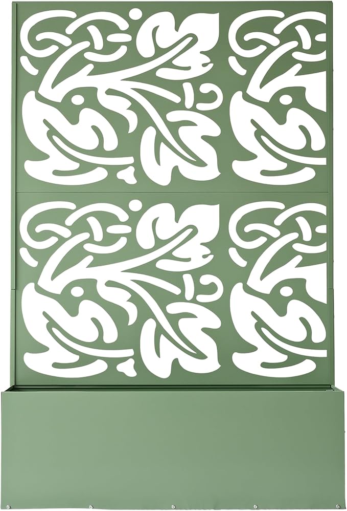 Oakland Living 6 ft. X 4 ft. Green Freestanding Metal Privacy Screen Room Div...