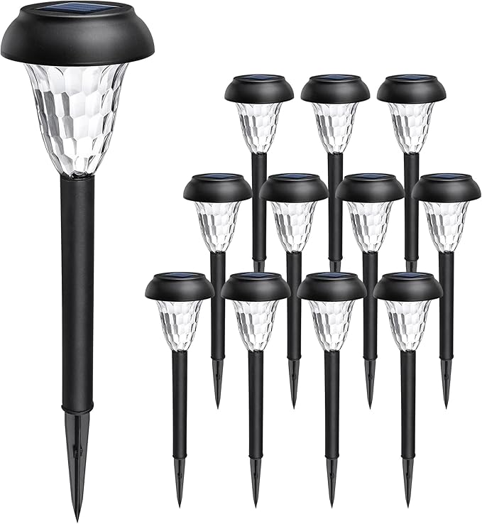 GIGALUMI 12 Pack Solar Light Outdoor Waterproof, Warm White Pathway Lights So...