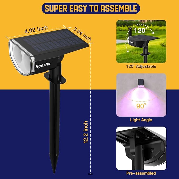 Kyosho IP67 Waterproof Color Solar Spot Lights Outdoor, Color Changing Outdoo...