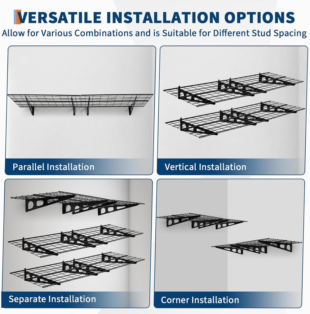 GarveeLife 2 Pack 2x6 ft Garage Storage Shelving Wall Mounted, 24in-By-72in