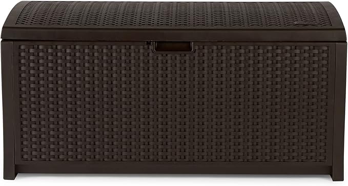 Suncast Outdoor Storage Box - 73 Gallon Mocha Brown Deck Box for Patio, Water...