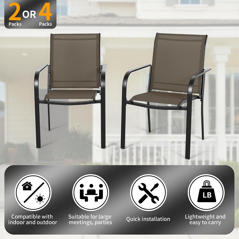 5 Pieces Outdoor Dining Set, Patio Furniture Set with 4 x Textilene Dinning C...