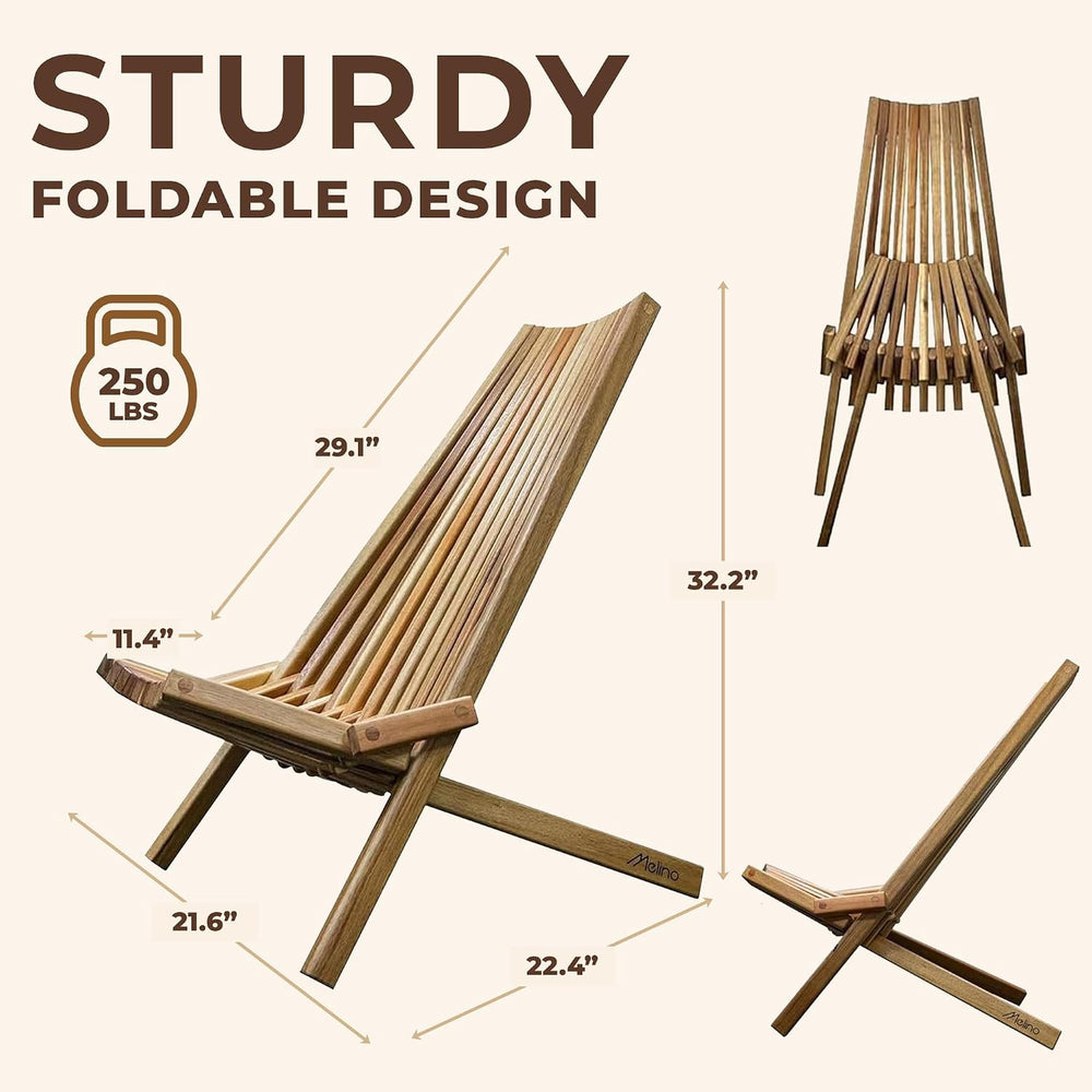 2PCS Wooden Folding Tamarack Chairs, FSC Certified Acacia Low Profile Adirond...