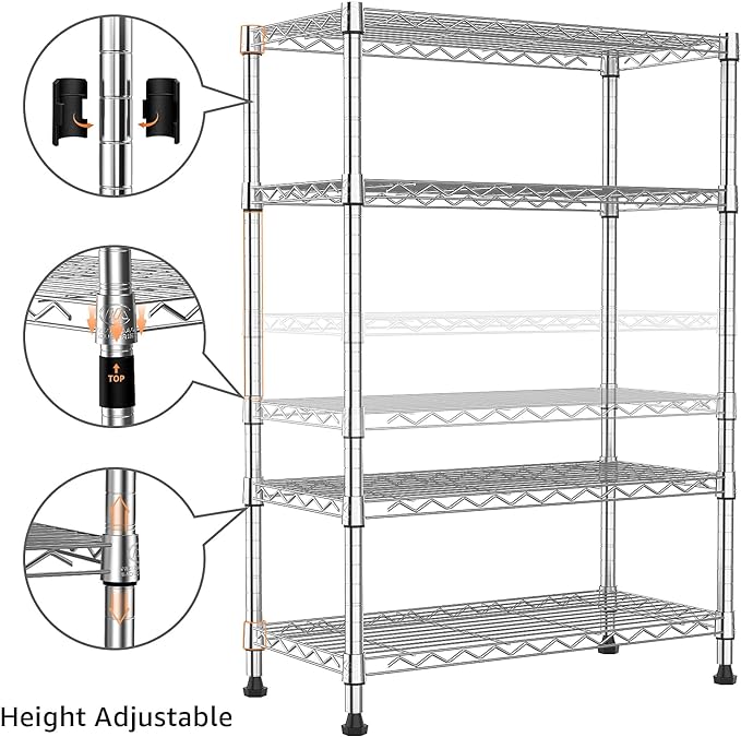 1000 lbs Storage Shelving 4-Tier Utility Shelving Unit Steel Organizer Wire R...