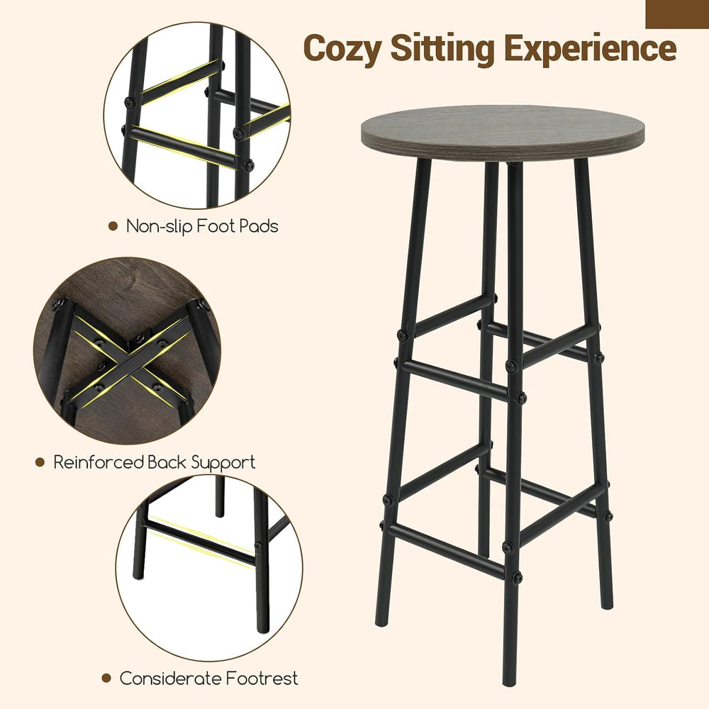 GIANTEX 3 Pieces Bar Table and Stools Set, Bistro Table Set with Glass Holder...