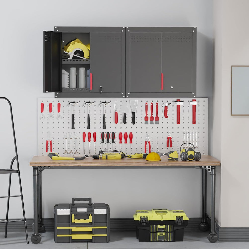 LMTC Metal Wall Cabinet,Garage Cabinets Wall Mounted with Lockable Doors,Anti...