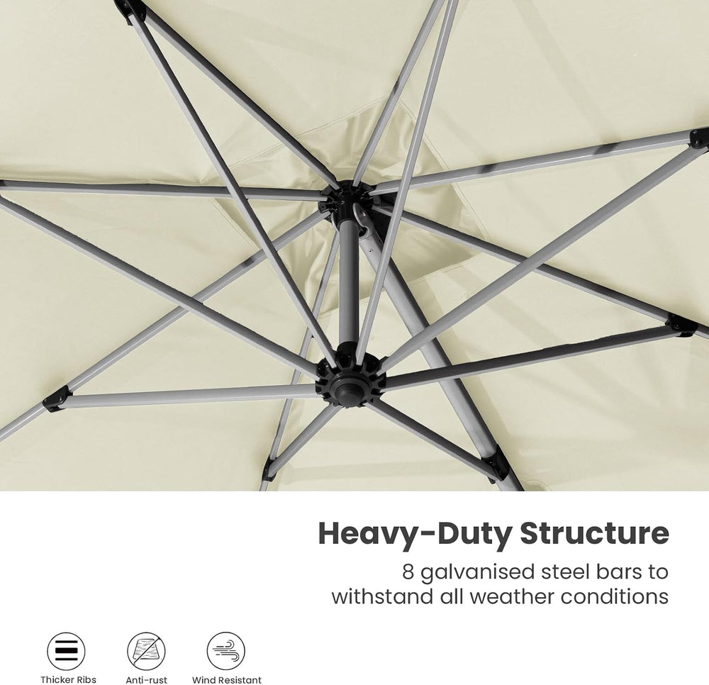 HOMPUS 9-12FT Cantilever Patio Umbrella 360°Rotation Rectangular Outdoor Umbr...