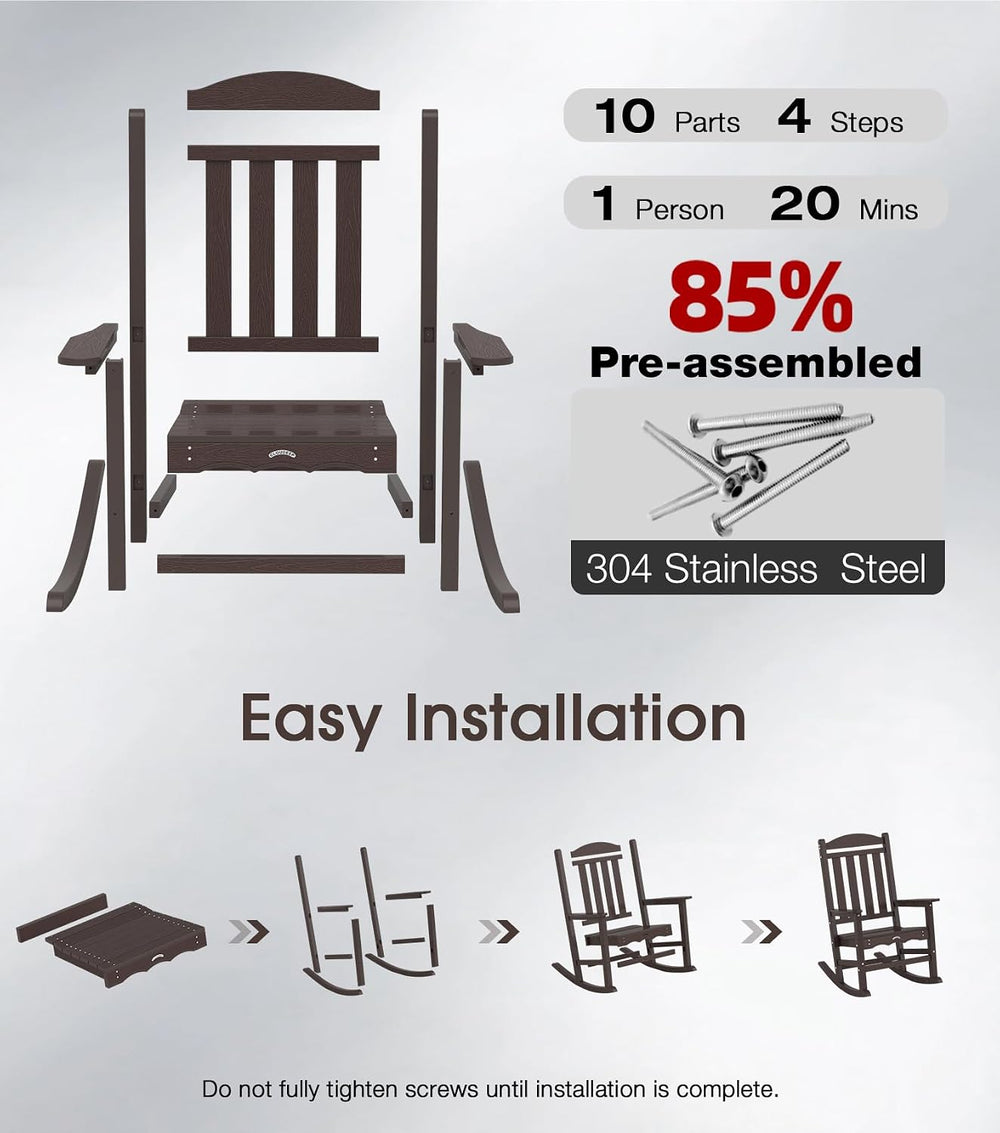 Oversized Outdoor Rocking Chai, Adirodnack Patio Rocker Heavy Duty