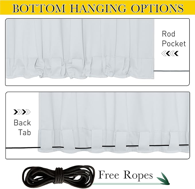 NICETOWN Blackout Outdoor Curtains for Patio Windproof 2 Panels Top & Bot...