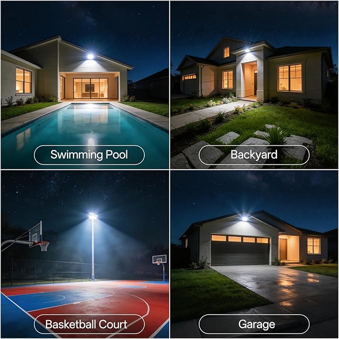 USTELLAR 120W LED Flood Lights Outdoor Hardwired 2Pack Bright 120W Equiv. 240...