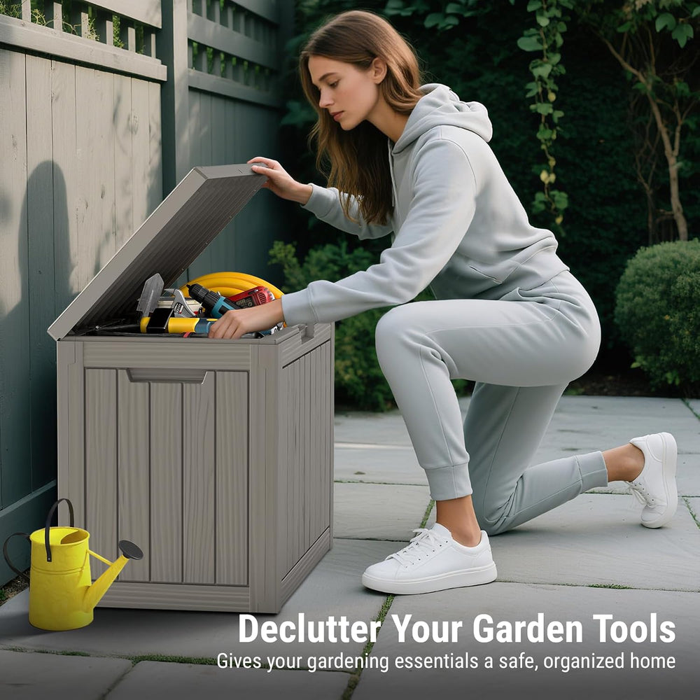 Mars Villa 50 Gallon Outdoor Storage Box, Deck Box Waterproof, Grey