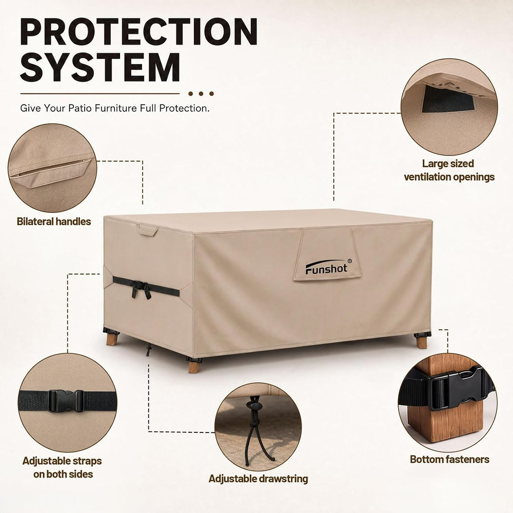 Rectangular Patio Furniture Cover 128L x 82W x 28H Inch, Waterproof 600D Heav...