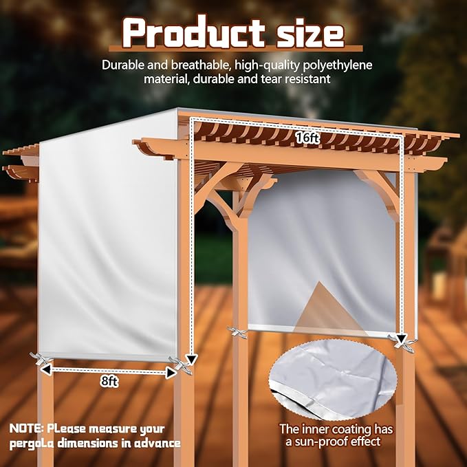 Universal Pergola Replacement Canopy Outdoor Canopy Shade Cover Waterproof Sh...