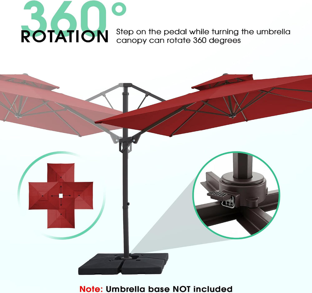 JEAREY 10x10 ft 2-Tier Cantilever Patio Umbrella, Outdoor Offset Umbrella