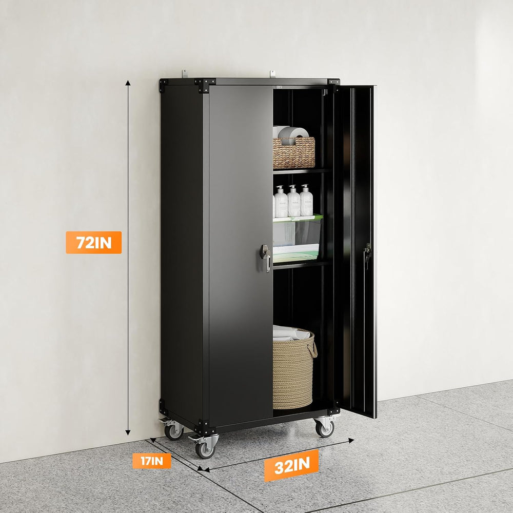 DUMOS 72 Inch Garage Storage Cabinet, Tool Organizer, Lockable File Cabinet