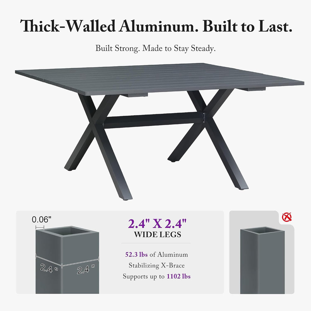 PURPLE LEAF 7 Pieces Patio Dining Set, Grey Aluminum Table and Taupe Chairs