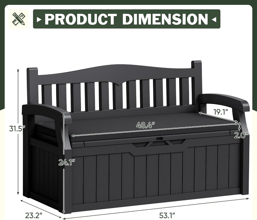 Flamaker 80 Gallon Storage Bench with Cushion, Waterproof, All-Weather