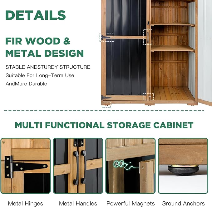 Outdoor Storage Cabinet Waterproof with Shelves, Outdoor Storage Shed Garage ...