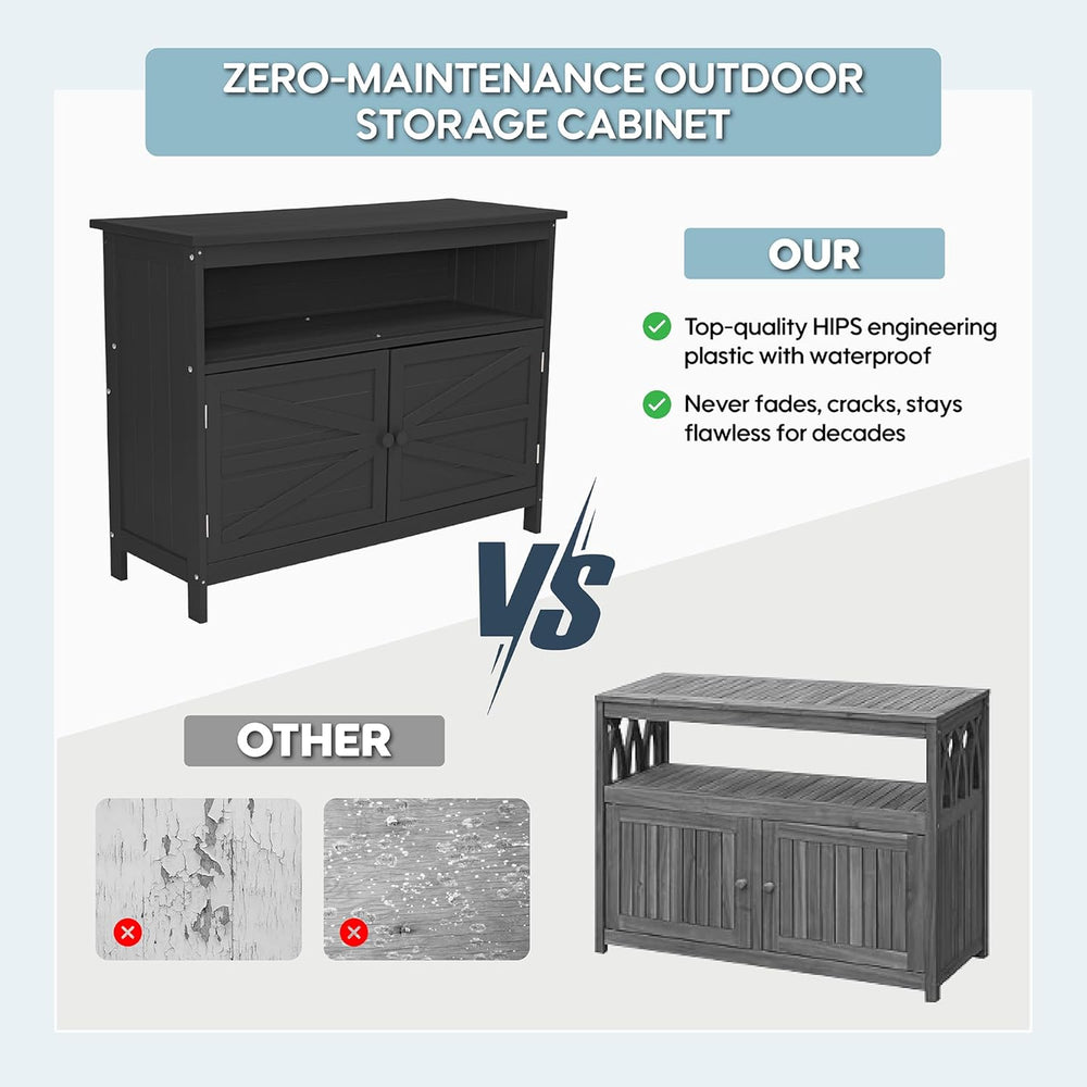 HIPS All-Weather Outdoor Storage Cabinet,Outdoor Sideboard with Magnetic Door...