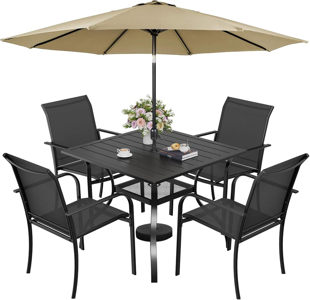 SUNCROWN 6 - Piece Outdoor Dining Set, Patio Furniture Set with 4 Textilene D...
