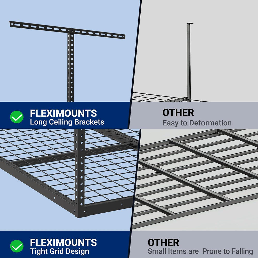 FLEXIMOUNTS 4x4ft Overhead Garage Storage Rack, Black