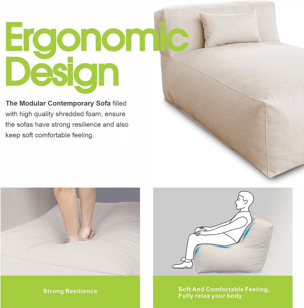 Outdoor Bean Bag Lounger, Waterproof Chaise Lounge Foam Filled Patio Daybed